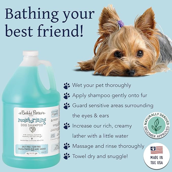 Bobbi Panter Oatmeal Dog Shampoo Aloe Vera, Chamomile & Rosemary – Moisturizing Natural Formula for Dry Skin, Tear-Free, 30:1 Concentrate, 1 Gallon (Case of 4)