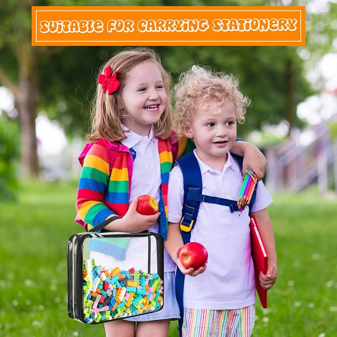 Sanwuta 6 Packs Toy Storage Bags with Zipper,Small,Clear | Clear Waterproof Games Storage， Large Portable PVC Container， Reusable Organizer for Board Games, Building Blocks, Puzzles