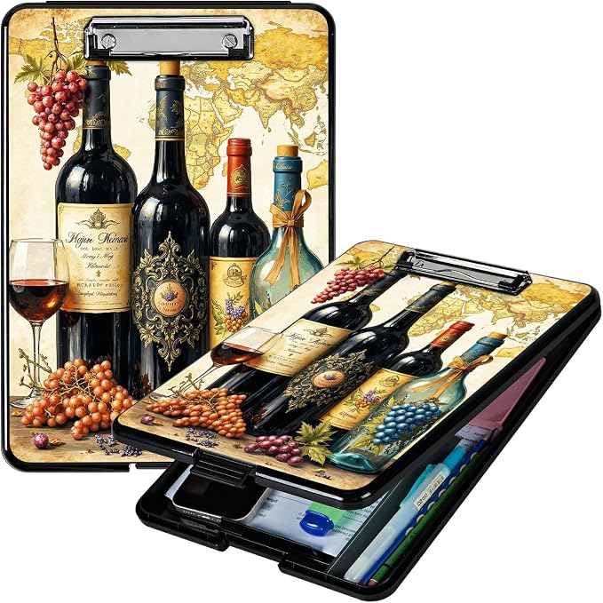 Heavy Duty Storage Clipboard, Slim Nursing Clipboard with Internal Pen Case, Portable File Organizer Case for A4 Letter Size Paper Office Medical Professionals, Grape Wine