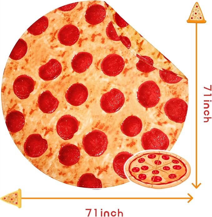 Bnuitland 71 Inches Pizza Funny Blanket, 300 GSM Double Sided Giant Funny Novelty Realistic Food Blanket for Adults and Kids, Super Soft Flannel Throw
