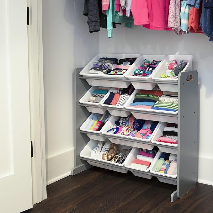 Humble Crew Kids Toy Organizer with 12 Bins, 4 Tier Storage for Playroom
