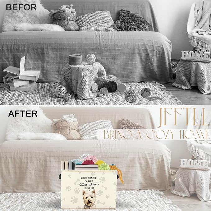 Funny West Highland Terrier Dog Toy Basket, Dog Home Decor, Westie Gifts for Women Men Collapsible Pet Dogs Toy Storage Bin Box Basket Organizer, Pet Supplies for Dogs