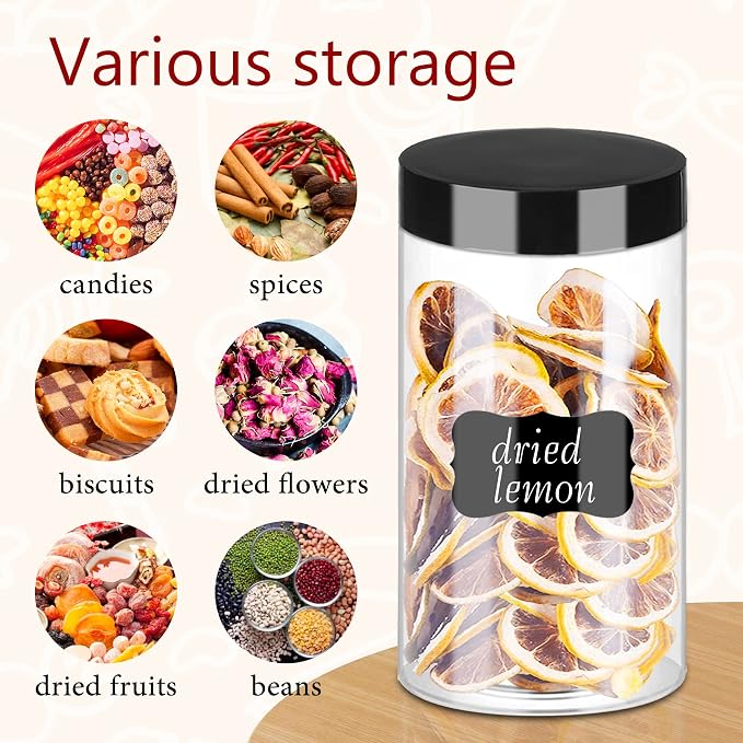 Hajoyful Plastic Jars with Lids 20Pcs 14 oz Clear Plastic Slime Storage Jars Containers with Airtight Leak Proof Black Plastic Screw On Lids Cylinder Clear Round Jar Food Grade Durable PET Jar