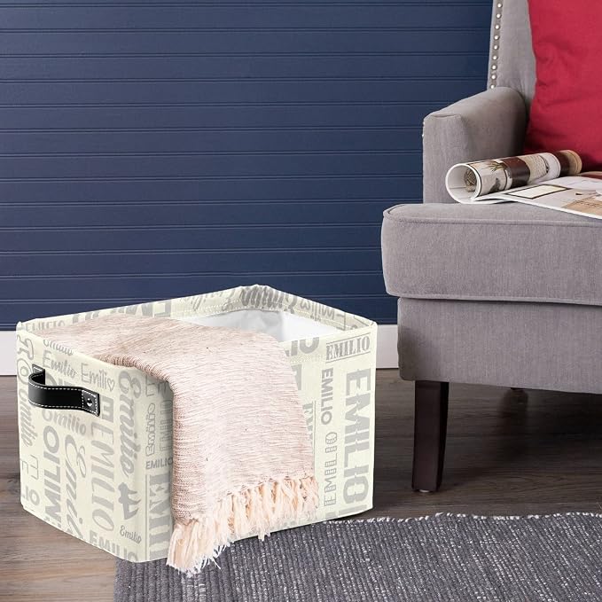 Personalized Toy Box Storage Bins for Boys Girls with Name, Kids Custom Storage Basket Cubes Organizer with Handles, Shelf Closet Storage Baskets Bin Customized Gift, 1 Pack