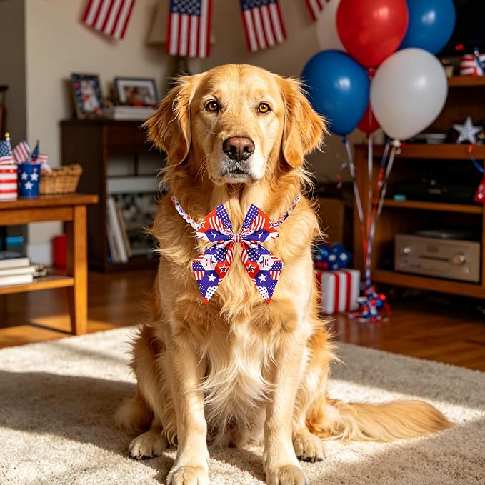 PET SHOW 10 Pack 4th of July Sailor Dog Bowties for Large Dogs
