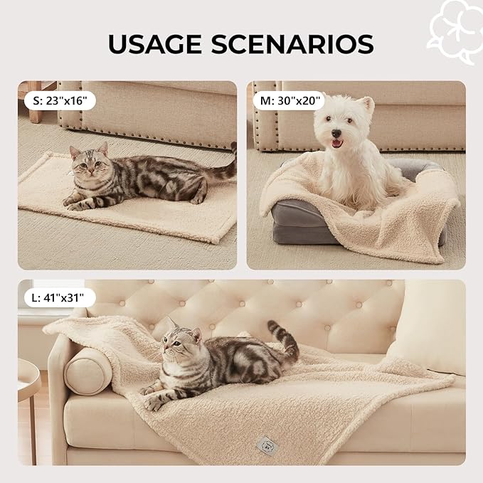 1 Pack 3 Calming Blankets Fluffy Premium Fleece Pet Blanket Soft Sherpa Throw for Dog Puppy Cat Beige Small (23" x16'') | Fluffy Throw Blanket Washeble for Crate Bed Couch Indoor. Cozy Pet Blanket, Puppy Essentials Dog gift,Beige,Small