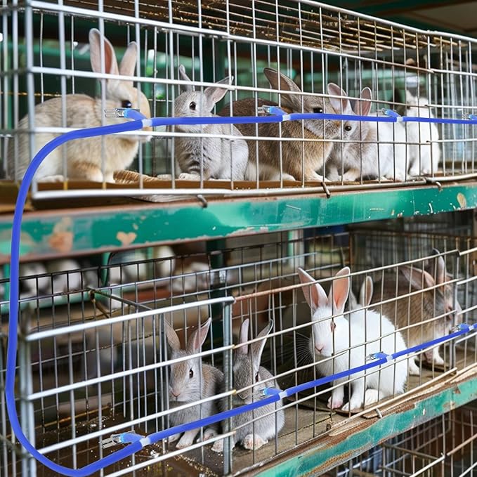 OCQOTAT Automatic Rabbit Watering System,Quail Rabbit Water Bottle Dispenser 8 Nipples Drinker,ID 5/16" Hose 19.68 Feets,Barb Fittings to G1/2" Thread,T-Fittings,Springs,Gaskets,Bucket Connector