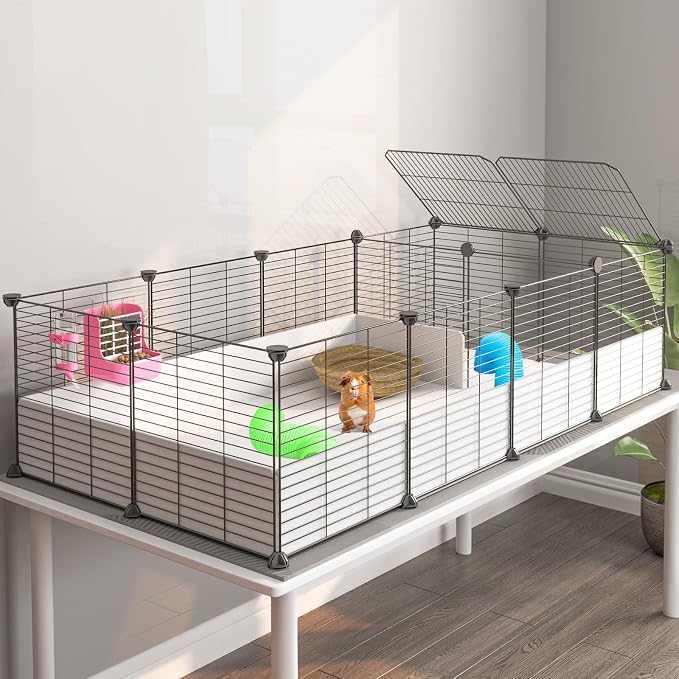 Oneluck Guinea Pig Cage, Indoor Habitat with Waterproof Plastic Bottom,Playpen for Small Pet Bunny, Turtle, Hamster, Partition cage