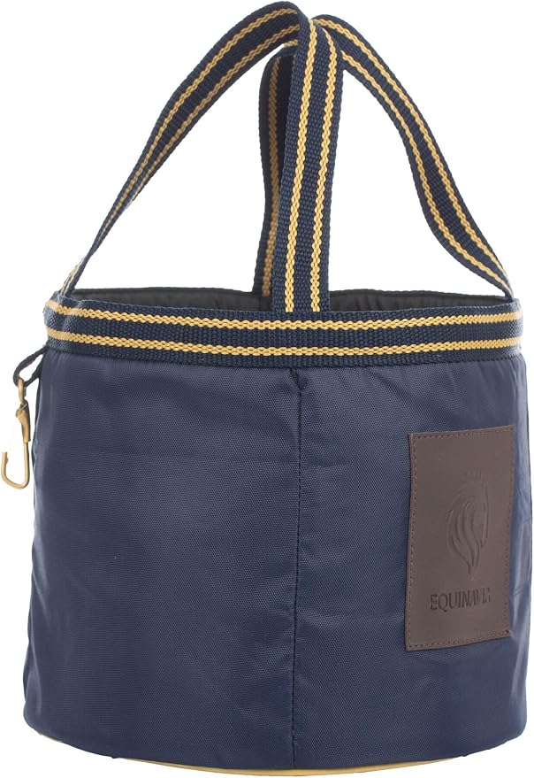 Equinavia Darby Mini Grooming Tote Bag for Horses, Dogs, Cats | Riding Supplies Organizer with 8" x 8" x 8.5" Interior - Navy/Gold - One Size