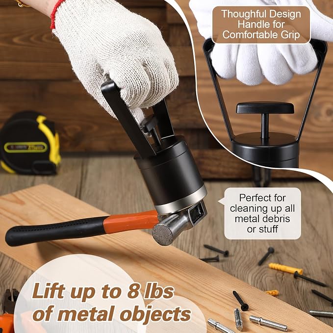 Dreyoo 1 Pack Magnetic Pickup Tool, 8 lb Hand Held Magnet Separator Wand | Equipped with Quick Release Handle to Easily Separate Gold from Pay Dirt and Clean Metal Shavings in Workshop and Garage