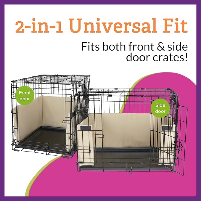 Pet Dreams Dog Crate Bumper - Patented Comfy Liner & Dog Tail Protector for Inside Crate, Fits iCrate Cages 18, 24, 30, 36, 42, 48 Inches (Khaki, X-Large, 42")