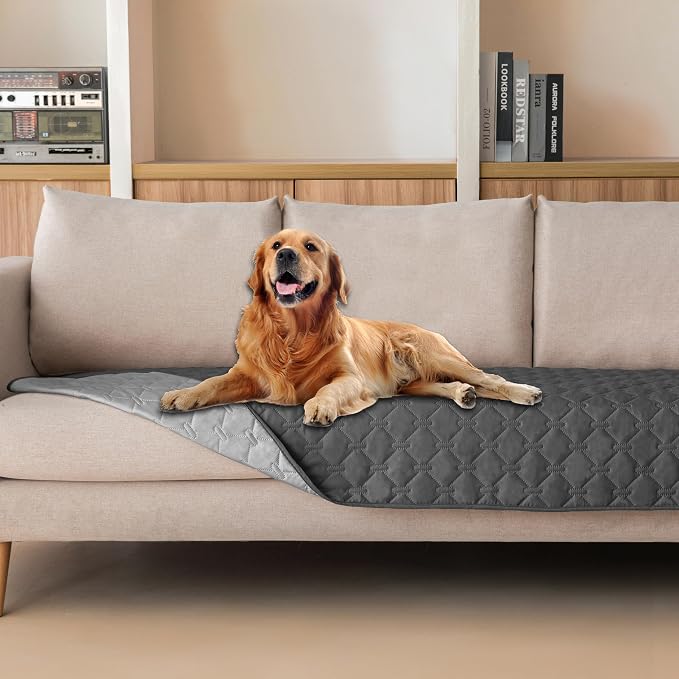 gogobunny 100% Double Sided Waterproof Dog Blanket Soft Pet Bed Cover Reversible Protect Furniture Couch Sofa Car for Puppy Cat Kids (Dark Grey/Light Grey, 30x80 Inch (Pack of 1))