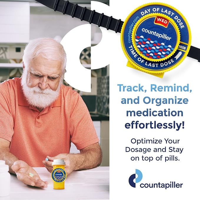 Dosage Time Tracker - Medication Intake Management - Medication Organizer Reminder - AM/PM - Dosage Reminder in Daily and Hourly - Pill Tracker - Made in Texas (Yellow)