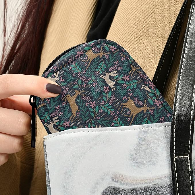 Animal Deer Rabbit Pill Box 7 Day Pill Case Travel Pill Organizer Bag with Zipper Portable Weekly Case Compact Size for Vitamin Supplement Holder