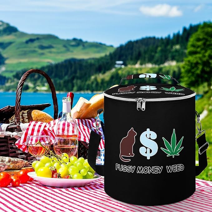 Cat Pet Money Weed Ice Bucket Insulated Lunch Bag Cooler Lunchbox Tote Picnic Beach Travel
