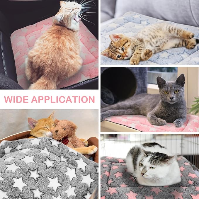 4 Pcs Dog Crate Pads Soft Warm,18 x 14 x 1.6 Inch,Star,Colorful | Ultra Soft Warm Washable Anti-slip Kennel Bed Mat for Pets,Reversible Replaceable,for Small Medium Large Dogs and Cats