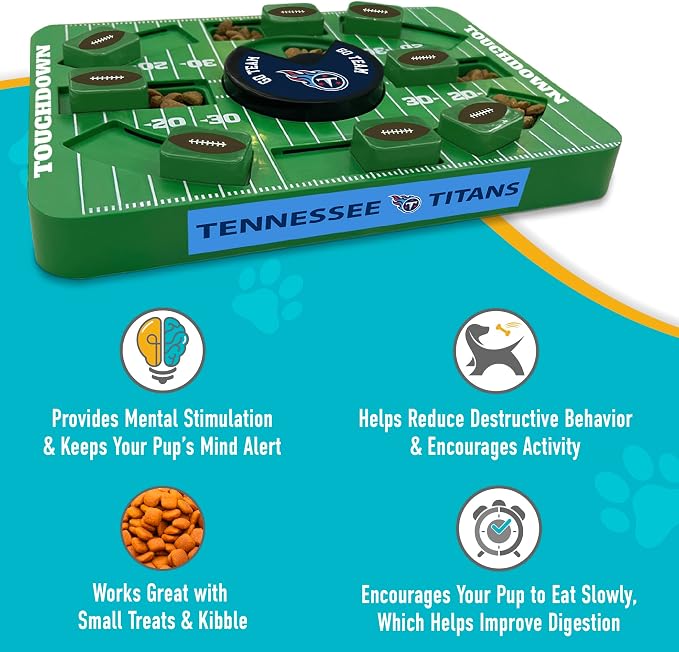 Pets First NFL Tennessee Titans Large Puzzle Toy, New Size, Interactive Dog Treat & Slow Feeding Toy
