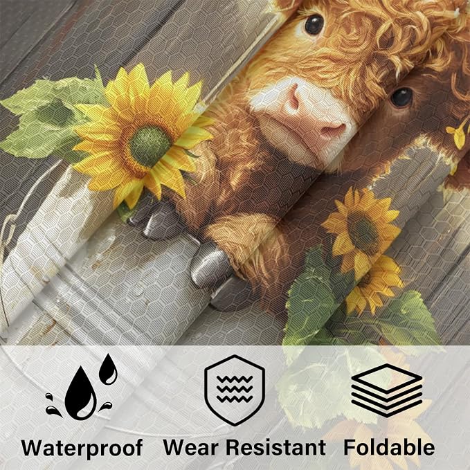 Highland Cow 6 Set Compression Packing Cubes Floral Sunflower Expandable Packing Organizer for Travel Accessories Luggage Suitcase Bag