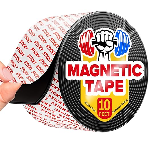 Super Sticky Magnetic Tape for DIY & Crafts, 10ft x 2in (3m x 5cm) | Strong Magnet Strip, Adhesive Backing, Easy to Cut & Mount, For Fridges, Whiteboards & More
