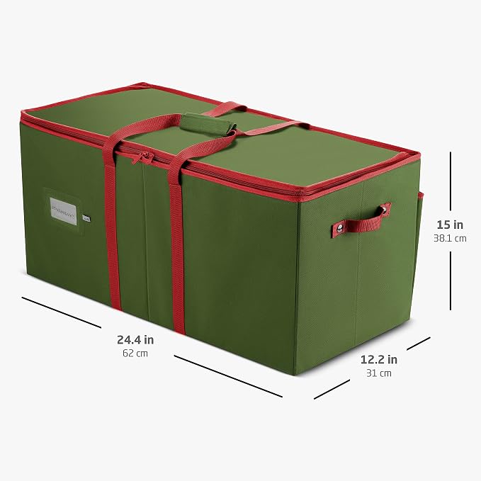 ZOBER Nutcracker Storage Containers - Ornament Christmas Figurine Storage Box - Christmas Village Containers Fits Up to 8 15-Inch Figurines & Xmas Decorations Accessories - Green
