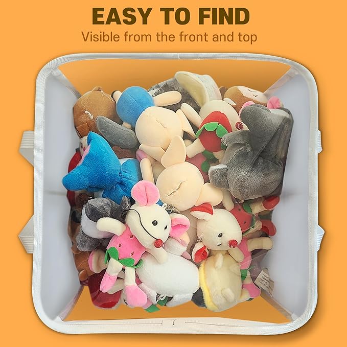 holay 2 Pack Clear Storage Cubes with Lids, 12 Inch Toy Organizer Bins | Transparent lid & sides; reinforced carry handles; folds flat; holds toys, clothes, books; fits cube shelves