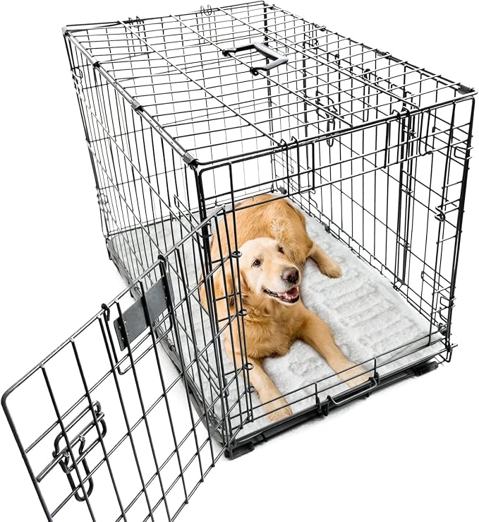 Moonsea Soft Plush Dog Bed Crate Mat, 48" X 30", Anti-Slip Bottom, Machine Washable, 3 Layers of Material for Ultimate Comfort | Machine Washable Crate Pad, Sleeping Mat with Anti Slip Bottom