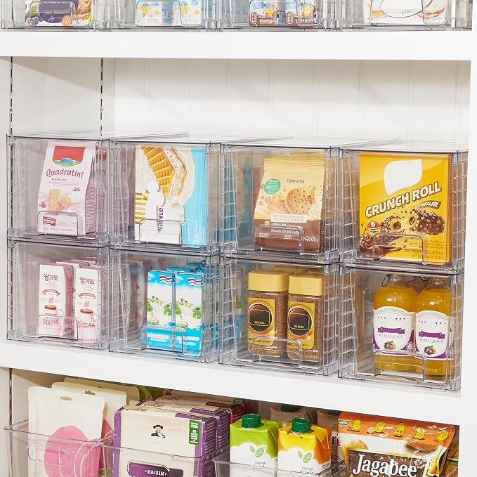 Vtopmart 8 Pack Stackable Clear Pantry Storage Drawers, Large