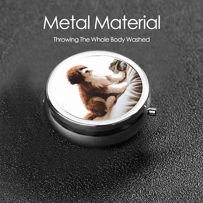 Round Pill Box Pet Dog Pill Case for Purse & Pocket 3 Compartment Pill Organizer Portable Travel Pillbox Medicine Pill Holder Container for Daily Vitamin Cod Liver Oil Storage