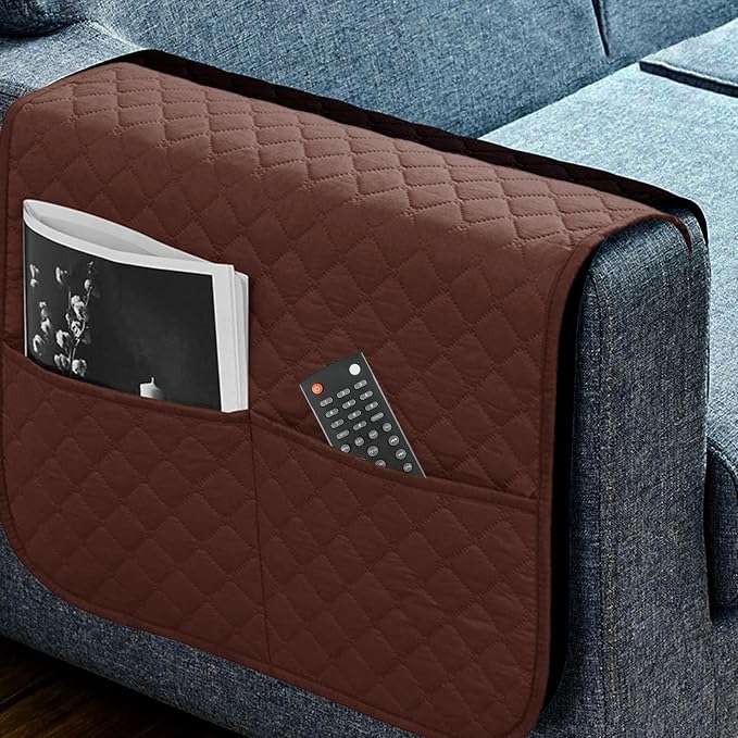 Sofa Armrest Organizer Multifunctional, Comfortable, Anti-Slip, | Recliner Arm Protector for Books Tablet Phone TV Remote Cellphone Book Phones Pets Chocolate Remote Control Snack