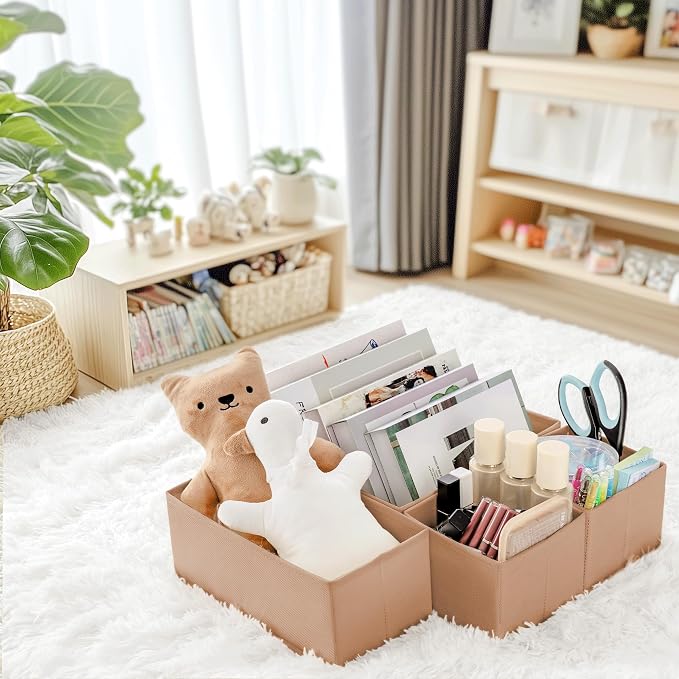 Drawer Organizer Clothes, 10 Pack Dresser Organizer for Baby Clothes, Underwear, Sock- Foldable Closet Organization and Storage Dividers Bins for Nursery, Bedroom (Brown)