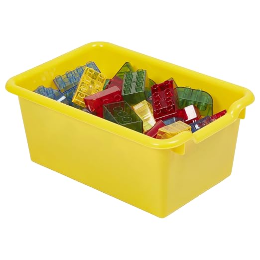 ECR4Kids Scoop Front Storage Bins, Multipurpose Organization, Yellow, 10-Piece | Durable plastic, GREENGUARD Gold Certified, 1.2 gallon capacity, lightweight & nestable, built-in handle, classroom/home use