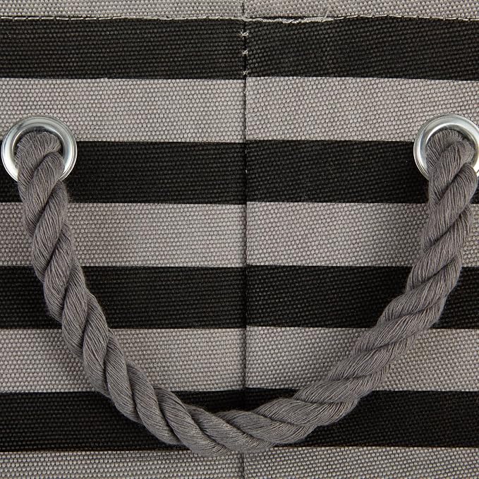 Bone Dry Pet Storage Collection Striped Paw Patch Bin, Black, Small Rectangle