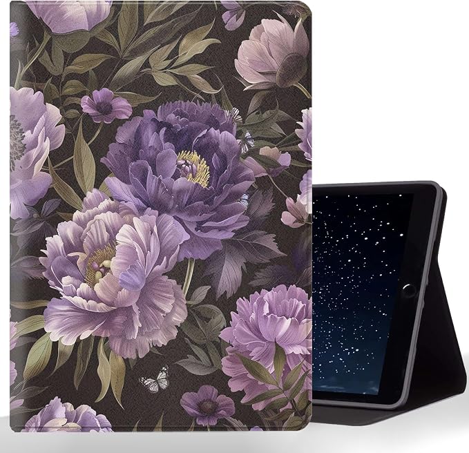 Tablet Case for iPad 11th A16 2025 (11 Inch)/10th Generation 2022 (10.9 Inch),Shockproof Protective Cover with Stand,Auto Wake/Sleep,Purple Peony