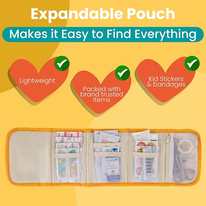 Kids First Aid Kit - 75-Piece Travel First Aid Kit for Toddlers and Babies, TSA Approved, Latex Free, Fits Diaper Bag, Backpack, Purse or Car, Designed by a Mom and Nurse (Kid Joy)