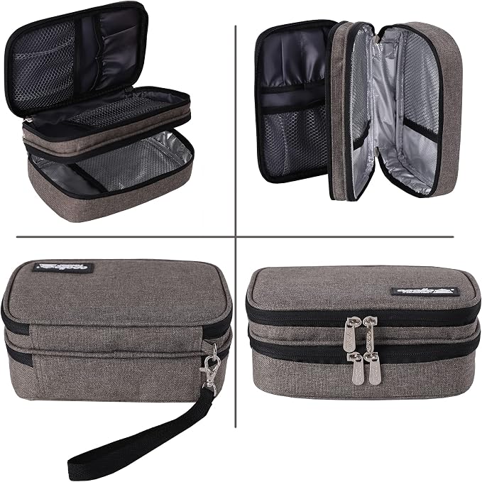 apollo walker Insulin Cooler Travel Case with Ice Packs and Insulation | TSA Approved Includes 2 x 90g ice packs for 9-hour cooling insulin pens & syringes for Diabetics to Carry (Gray)