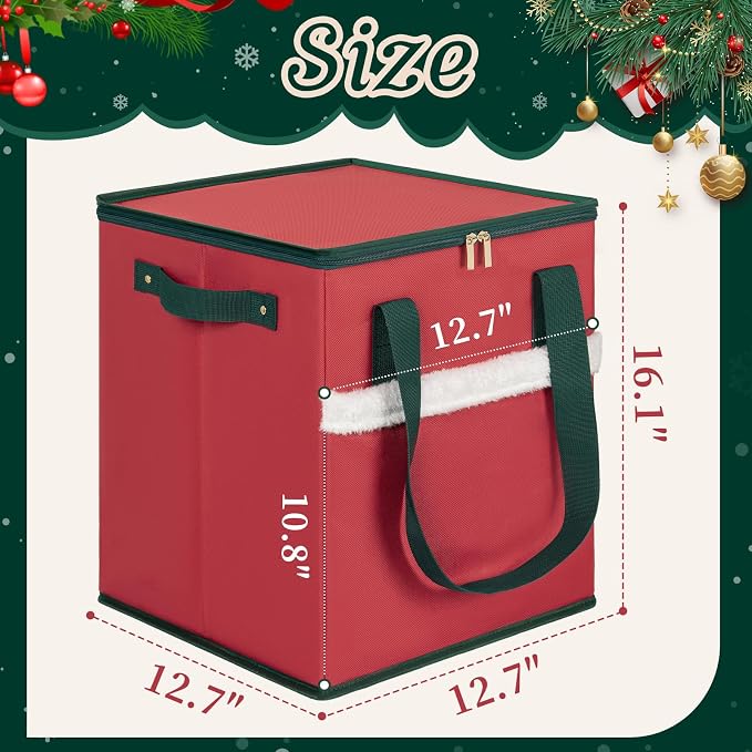Christmas Nutcracker and Figurine Collectible Storage Box Stores Up to 9 16" Nutcrackers Holiday Ornaments Storage Box with Adjustable Dividers Zippered Top Xmas Decorations Storage Containers