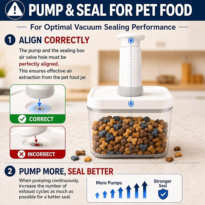 BARRYSAIL Vacuum Pet Food Storage Set with Pump, 4-Piece Airtight Canister | Keeps kibble fresh 4x longer. BPA-free, stackable clear jars. Safe -4-140°F. For dog/cat dry food & treats. 1500/1000*2/700ml