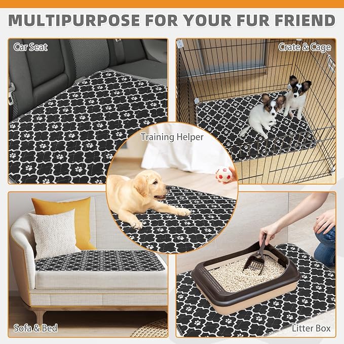 Washable Pee Pads for Dogs, 2 Packs Super Absorbent Leakproof & Non-Slip Dog Pee Pad Extra Large, Reusable Puppy Training Pads Waterproof, Pet Mat Rug for Whelping,Floor,Crate,Cats, 36"x41"