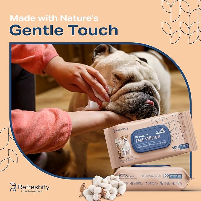 REFRESHIFY Dog Wipes for Paws and Butt - Plant Based Unscented (Pack of 400) - Pet Wipes for Dogs and Cats - Deodorizing Non Toxic Dog Wipes, +12 Additional Travel Wipes