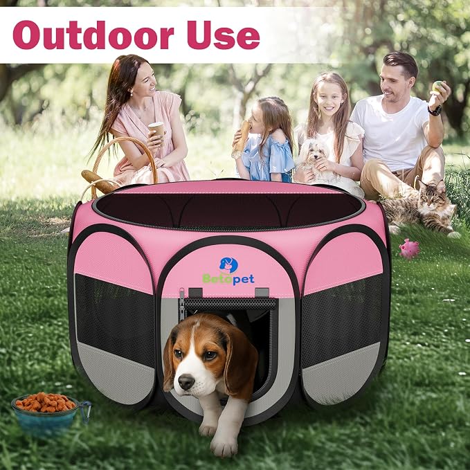 Medium Size: 36×36×23 Inches Dog Playpen with Bowl & Bag, Indoor & Outdoor