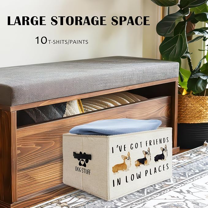 Funny Welsh Corgi Dog Storage Basket Bins With Handles, Funny Dog Foldable Organizer Basket Toybox for Kids Room Nursery Bedroom Bathroom Clothes Toys Books, Dogs Lover Gifts for Girls Boys
