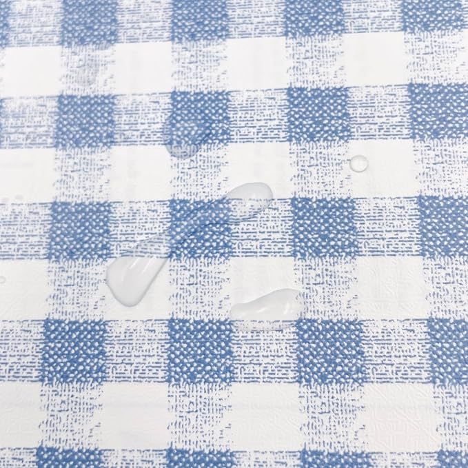 Mediterranean Style Furniture Paper Blue-White Gingham Countertop Door Sticker Shelf Liner 17.7inch by 9.8 Feet by LoveFaye