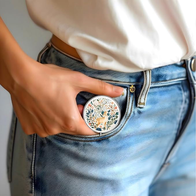 Pill Box-3 Compartment Small Pill Case for Purse & Pocket Mini Metal Pill Holder Travel Pill Container to Hold Supplements Vitamins BPA-Free (Deer)
