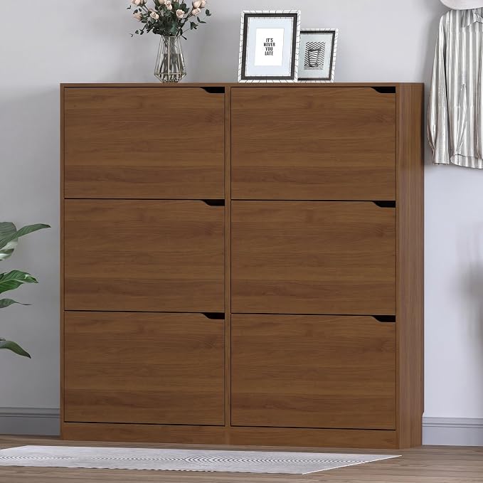 BORNOON Shoe Cabinet with 6 Flip Drawers, Slim Narrow Shoe Storage Cabinet, Freestanding Shoe Organizer for Entryway, Hallway, Foyer