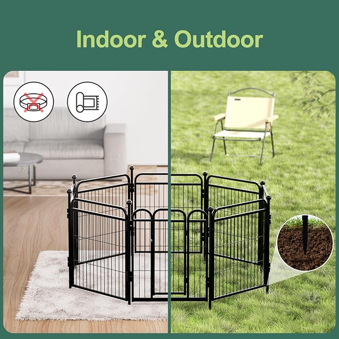 Gardner Pet Dog Playpens, 32" H 8 Panels Dog Pen Outdoor/Indoor Dog Fence Exercise Pen for Small/Medium/Large Dogs, Foldable Pet Play Yard Gate with Gravity Automatic Lock, Pet Playpen, Black