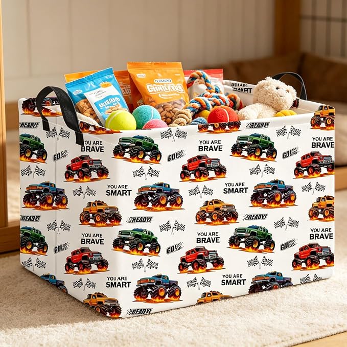 Rectangle Storage Basket,Collapsible Storage Bin,Books Box,Gift Basket(Flame Racing)
