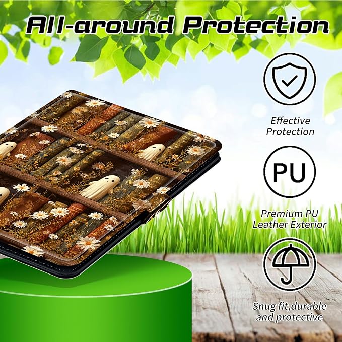Universal Case for T-Mobile Revvl Tab 2 10.1" Model:9185W 2025/Revvl Tab 5G 10.36" 2023, 360 Degree Rotating Kickstand Protective Stand Leather Shell Cover for 9"-10.5", Books Flowers Pets