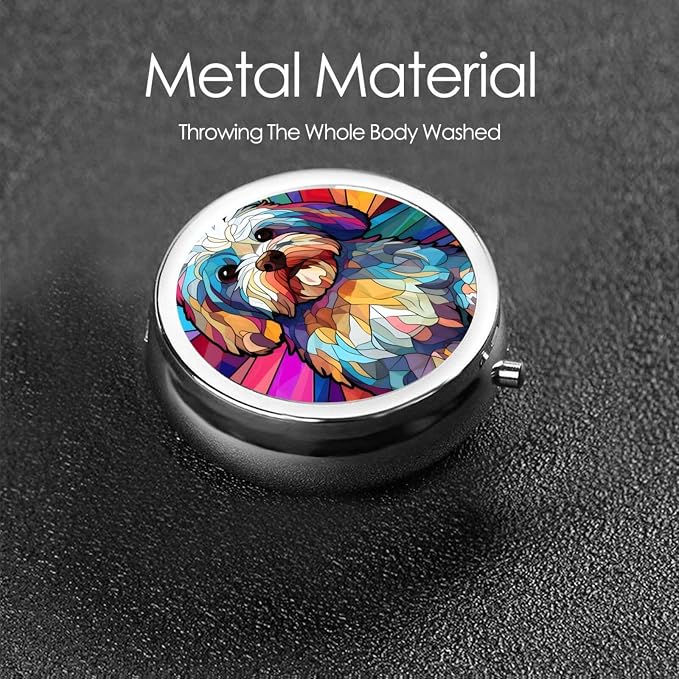 Havanese Dog Small Box for Pill,3 Compartment Pill Case Travel Medicine,Portable Pocket or Purse Pill Organizer Container Holder Hold Vitamins, Medication, Fish Oil Supplements