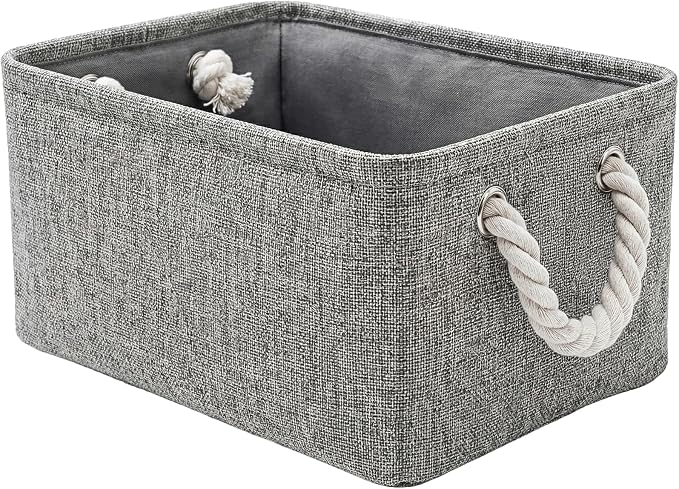 Storage Bins for Shelves - 11.8x7.9x5.2 inch Grey Small Storage Baskets for Organizing, Fabric Storage Cubes Closet Organizer for Home Nursery Gift Decorative (Gray)