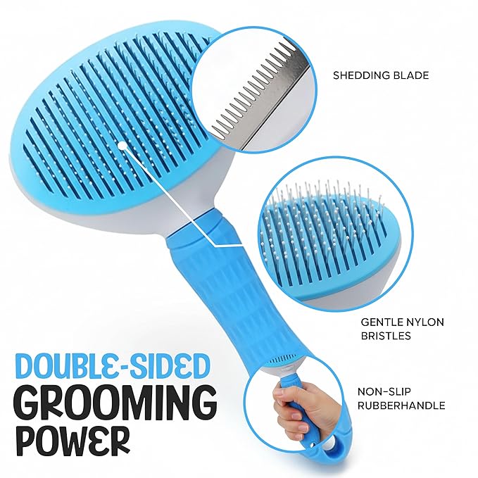Golden Retriever Dog Brush - Double-Sided Grooming Tool for Shedding & Detangling | Gentle Deshedding & Dematting for Thick Coats | Premium Pet Brush for Long-Haired Dogs